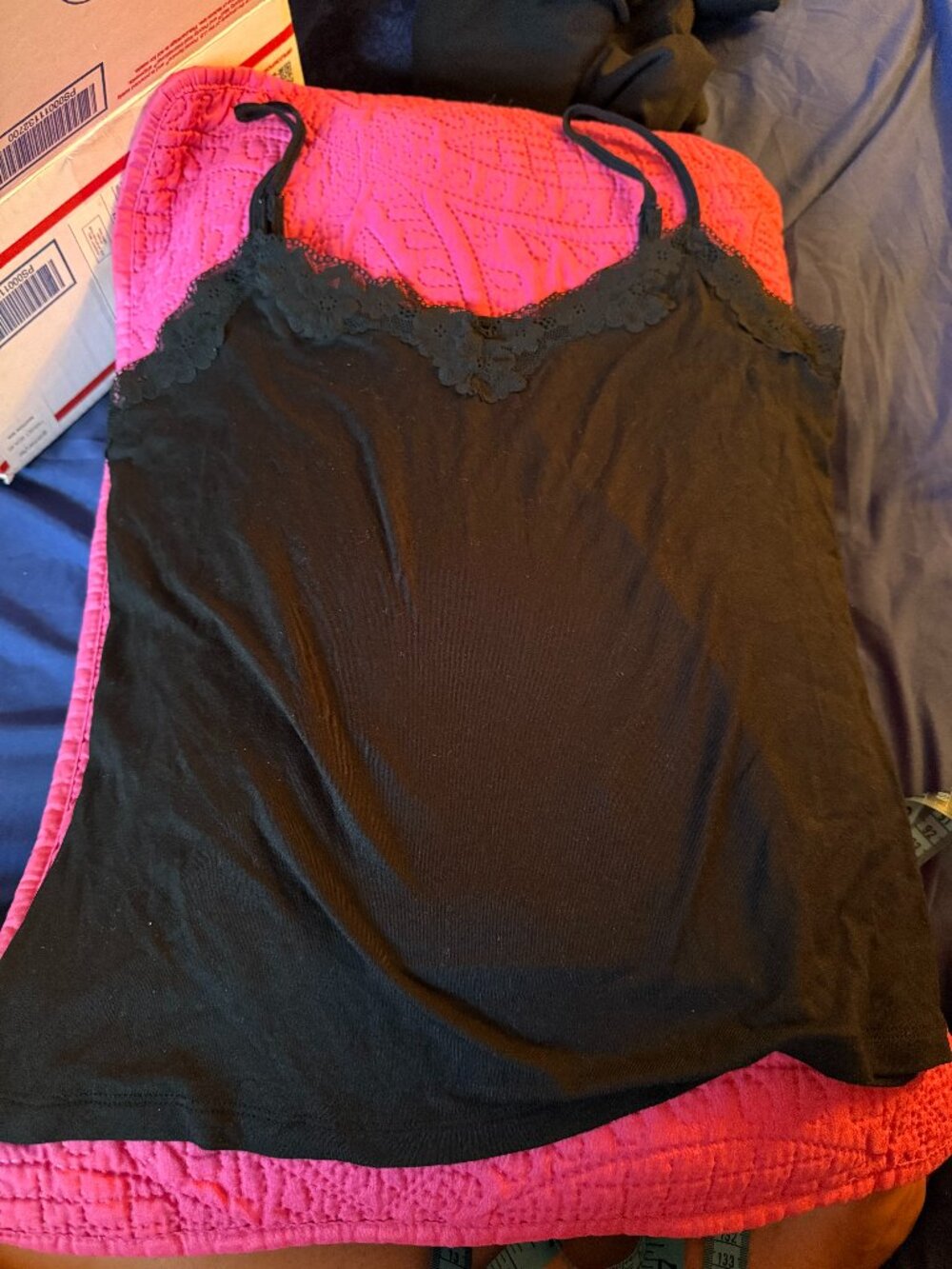 Auden Black Lace Trim Cami Top - Size m